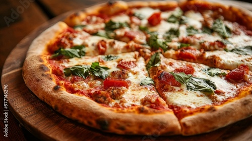 A contemporary pizzeria offers artisanal pizzas made with handcrafted dough, fresh toppings, and baked to perfection in a wood-fired oven, in a casual, inviting atmosphere.