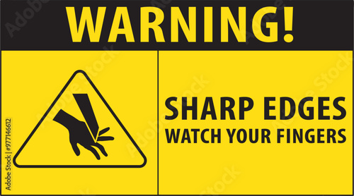 Sharp edges keep your fingers safe industrial safety warning sign vector.eps