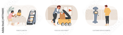 Service robots isolated cartoon vector illustrations se