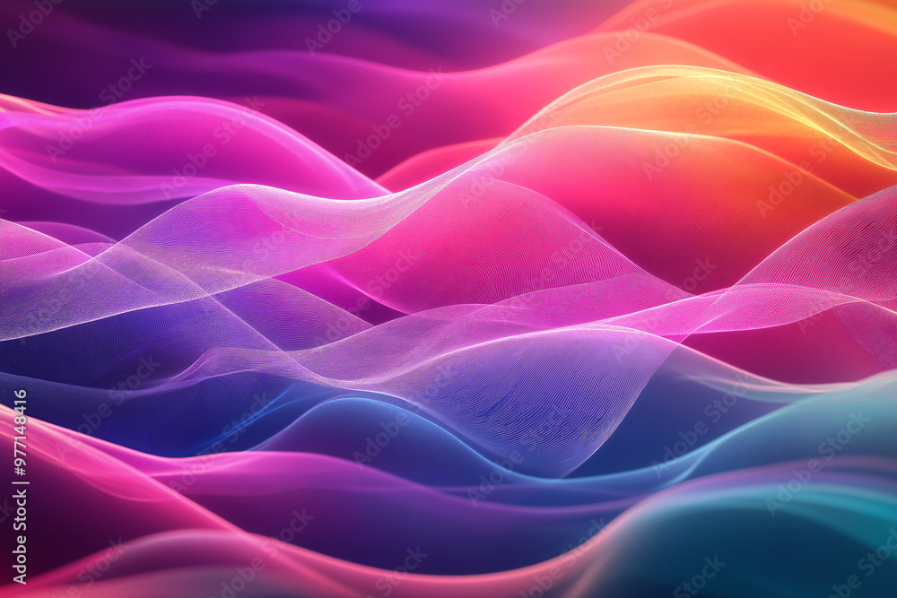 3D Glowing Multicolored Translucent Waves 3D Glowing Multicolored Translucent Waves