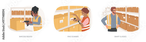 Warehouse devices isolated cartoon vector illustrations se