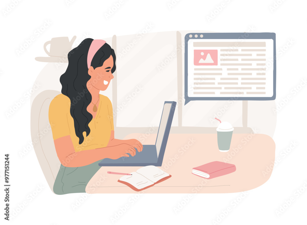 Blogging isolated cartoon vector illustrations. Blogging isolated cartoon vector illustrations.