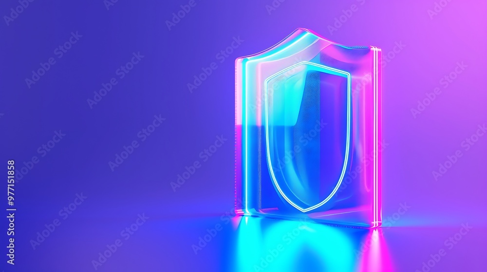 A vibrant neon shield symbolizing protection and security, set against a dynamic colorful backdrop. A vibrant neon shield symbolizing protection and security, set against a dynamic colorful backdrop.