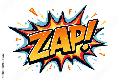 Colorful Comic Book Style Sound Effect Illustration with Dynamic Typography and Action-Themed Visual Elements