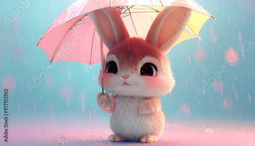 A rabbit holding an umbrella on a rainy day
Generative AI