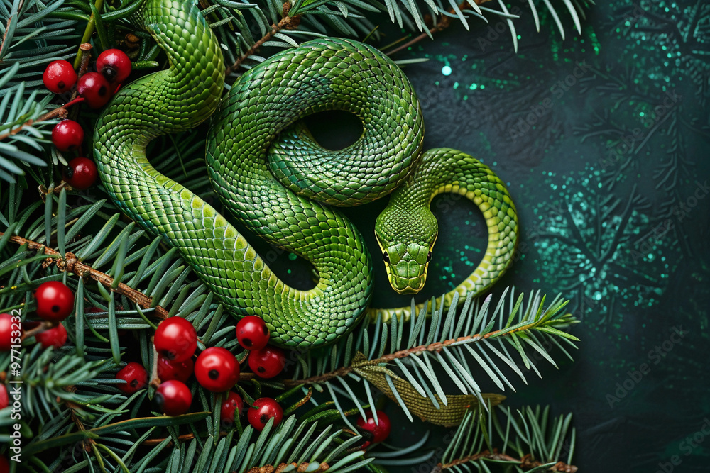 Fototapeta premium Beautiful greeting card with holiday composition for happy and joy celebrate New Year