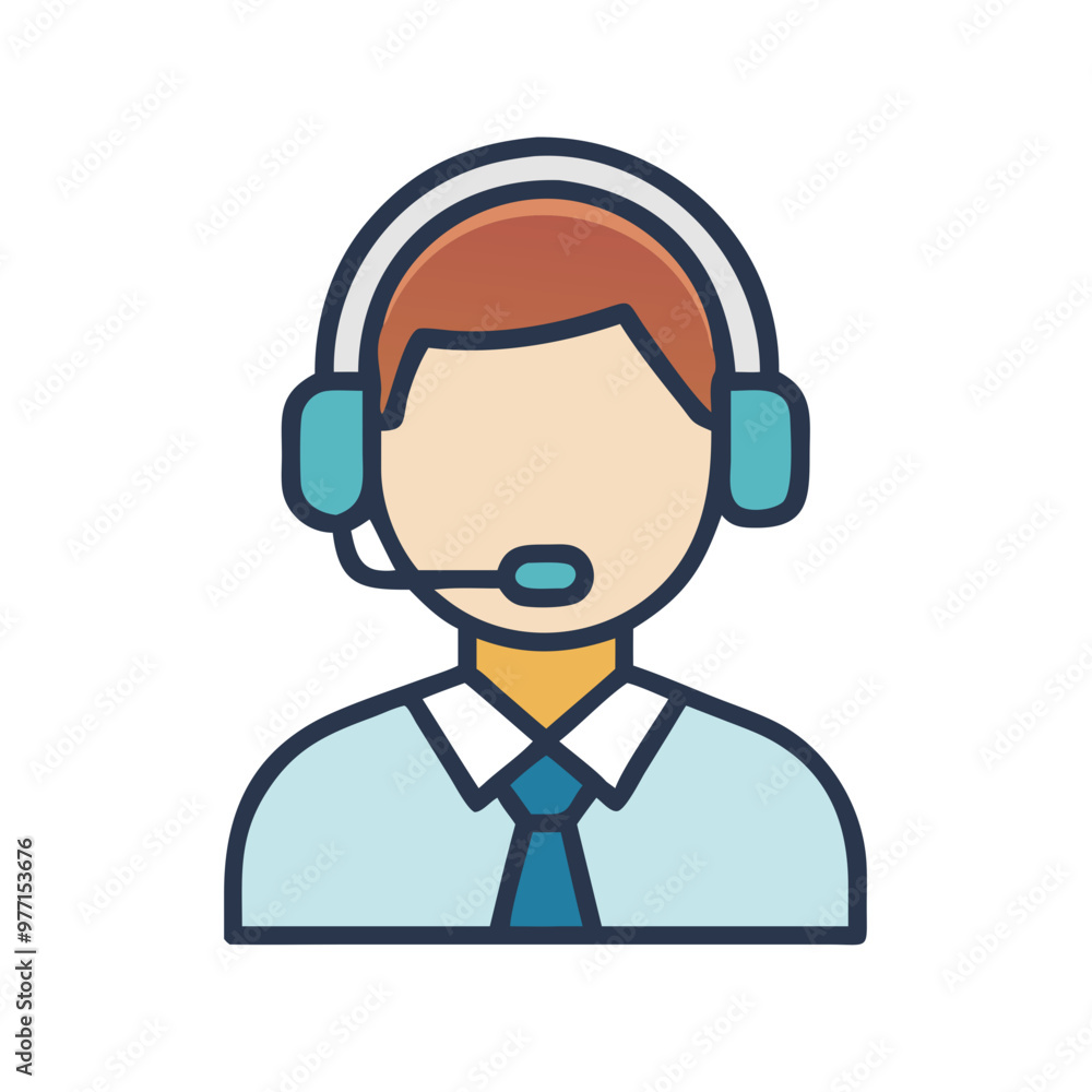 Operator with Headset Icon Representing Support Service Operator with Headset Icon Representing Support Service