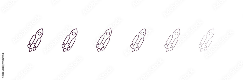 launching shuttle outline icon. Linear vector from astronomy concept. 6 different line style launching shuttle icon included thin, light, regular, medium, bold, black. launching shuttle outline icon. Linear vector from astronomy concept. 6 different line style launching shuttle icon included thin, light, regular, medium, bold, black.