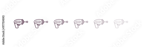 gun blaster outline icon. Linear vector from astronomy concept. 6 different line style gun blaster icon included thin, light, regular, medium, bold, black.