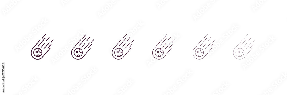 meteorites outline icon. Linear vector from astronomy concept. 6 different line style meteorites icon included thin, light, regular, medium, bold, black. meteorites outline icon. Linear vector from astronomy concept. 6 different line style meteorites icon included thin, light, regular, medium, bold, black.