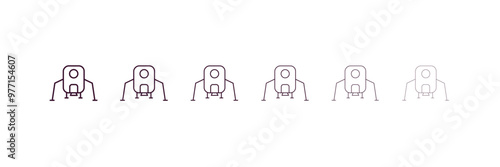 lander outline icon. Linear vector from astronomy concept. 6 different line style lander icon included thin, light, regular, medium, bold, black.