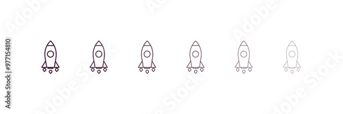liftoff outline icon. Linear vector from astronomy concept. 6 different line style liftoff icon included thin, light, regular, medium, bold, black.