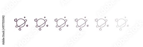 space junk outline icon. Linear vector from astronomy concept. 6 different line style space junk icon included thin, light, regular, medium, bold, black.