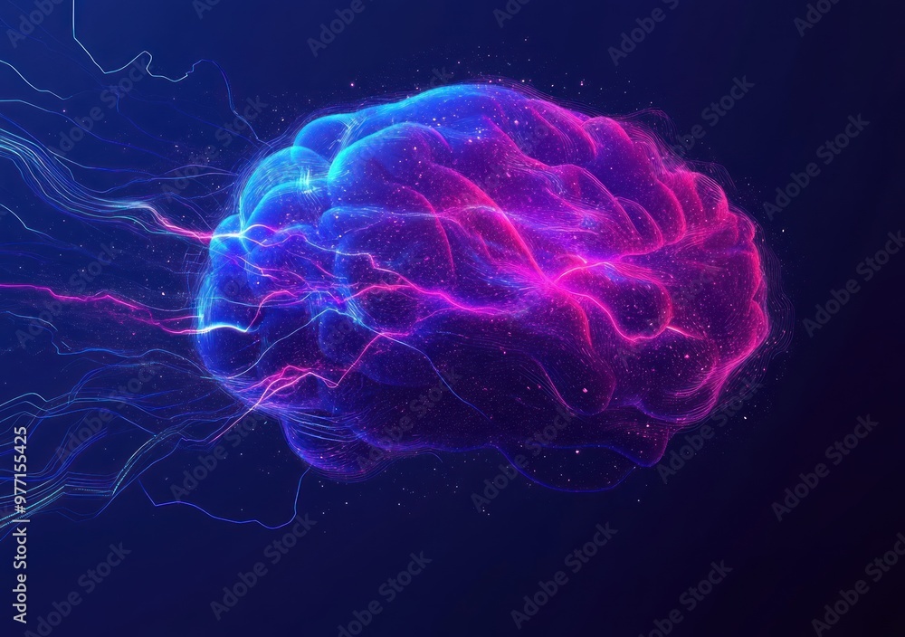 Abstract Brain, Pink and Blue Abstract Brain, Pink and Blue