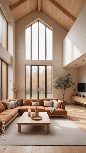 Scandinavian Living Room with Fall Decor and Earthy Tones