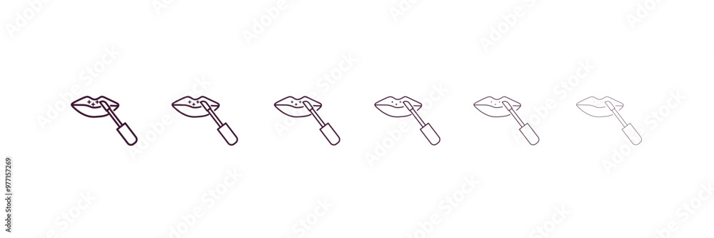 lip gloss outline icon. Linear vector from beauty concept. 6 different line style lip gloss icon included thin, light, regular, medium, bold, black. lip gloss outline icon. Linear vector from beauty concept. 6 different line style lip gloss icon included thin, light, regular, medium, bold, black.