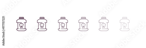 mouthwash outline icon. Linear vector from beauty concept. 6 different line style mouthwash icon included thin, light, regular, medium, bold, black.