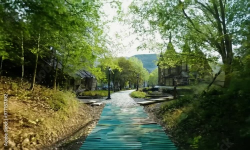 Wallpaper Mural quiet road from nature trail to city in slow motion Torontodigital.ca