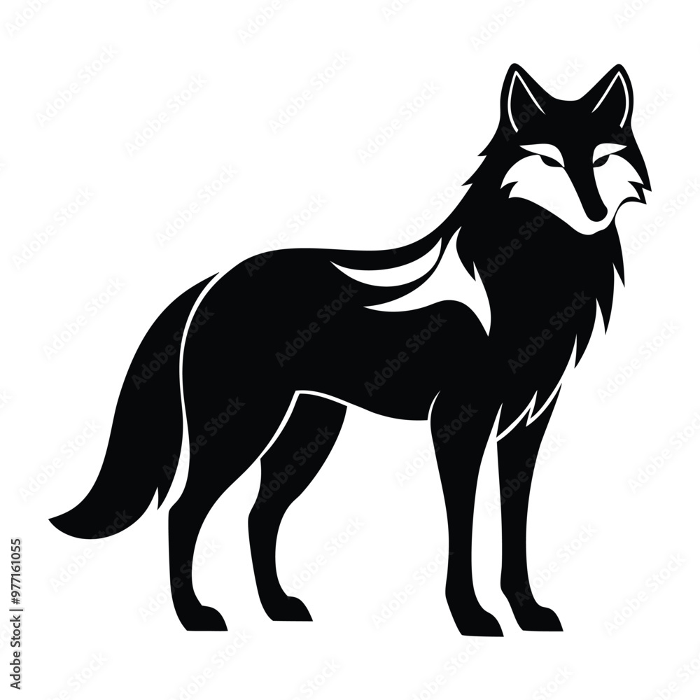 Obraz premium Wolf silhouette vector isolated on a white background