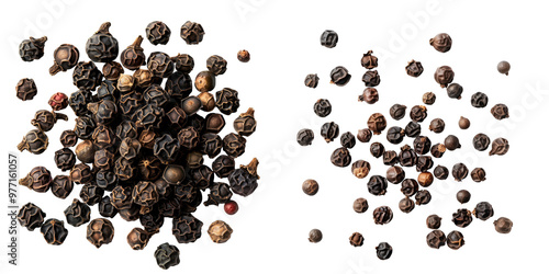 Scattered black peppercorns on isolated transparent background © Graphic Master