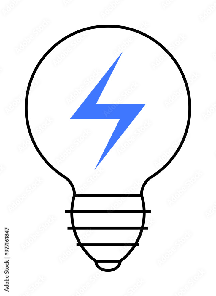 Light bulb with blue electric bolt. Ideal for inspiration, ideas, innovation, electricity, and technology themes. Simple, clean vector style. Light bulb with blue electric bolt. Ideal for inspiration, ideas, innovation, electricity, and technology themes. Simple, clean vector style.