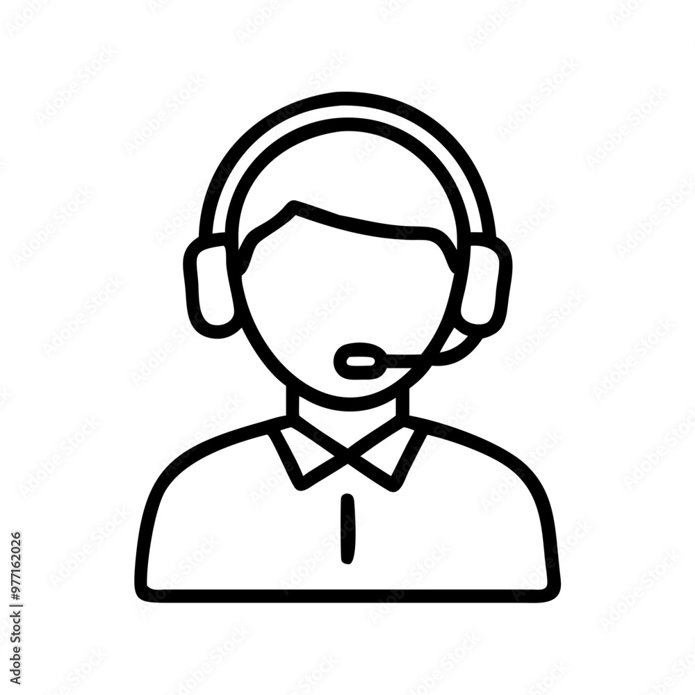 Operator man with Headset Icon Representing Support Service Operator man with Headset Icon Representing Support Service