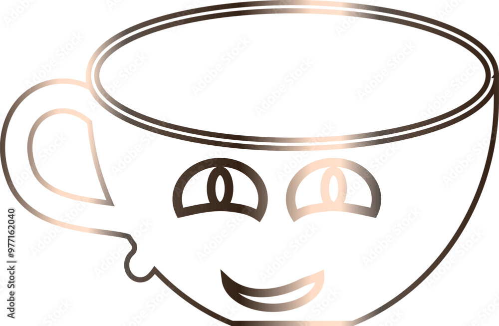 Smiling outline of a cup with big eyes. Smiling outline of a cup with big eyes.