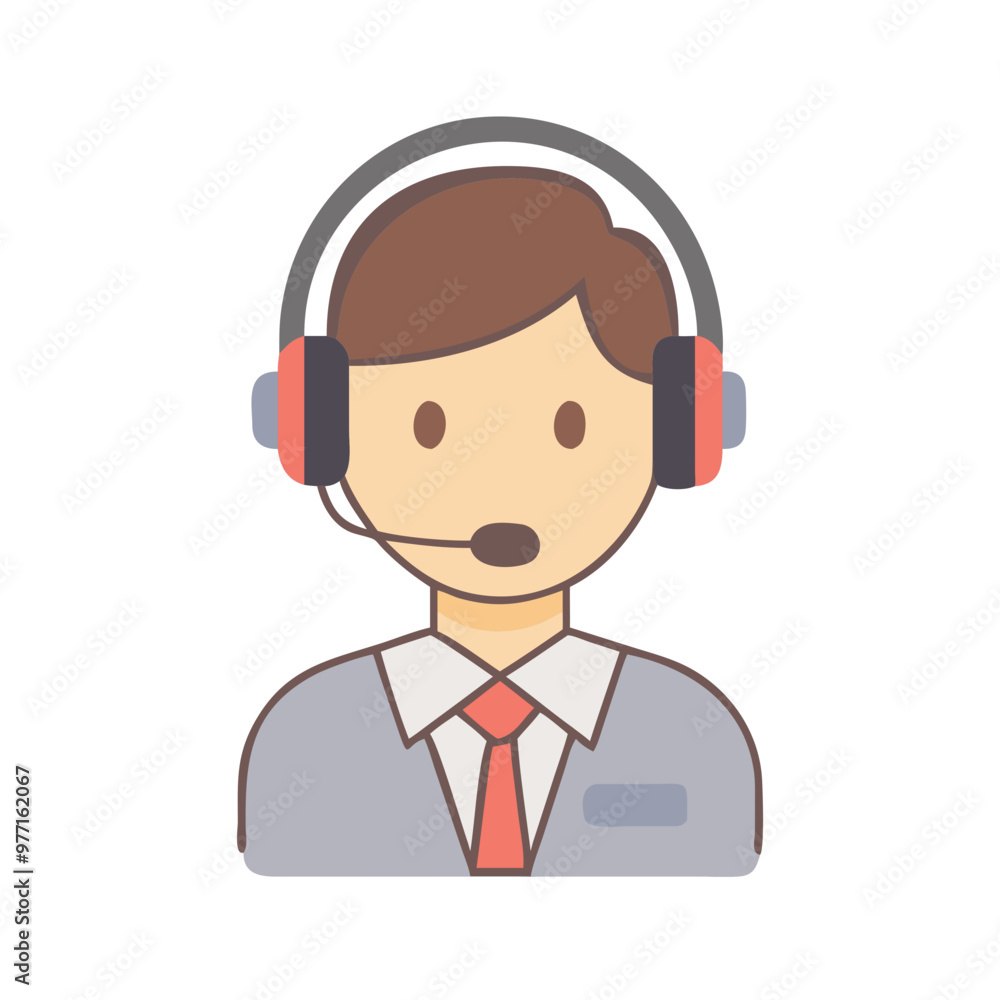 Operator with Headset Icon Representing Support Service Operator with Headset Icon Representing Support Service
