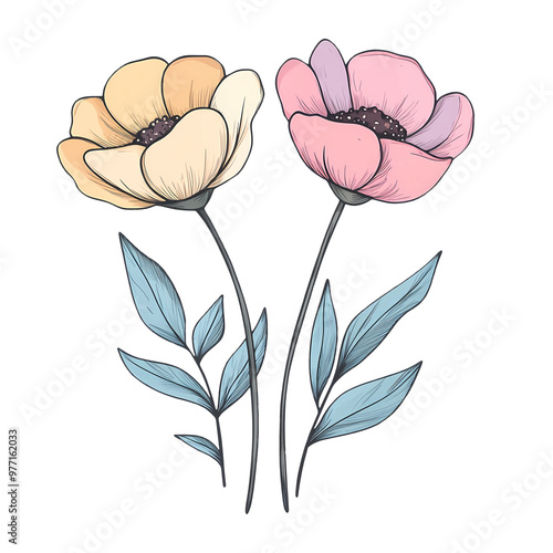 Spring Flower Illustration on transparent background, generated ai