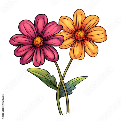 Spring Flower Illustration on transparent background, generated ai