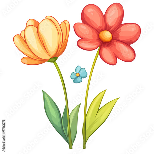 Spring Flower Illustration on transparent background, generated ai