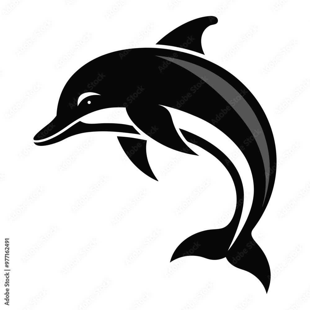 Fototapeta premium Dolphins animal silhouette vector isolated on a white background
