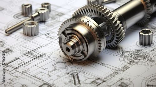 Precision Engineering Gears and Technical Drawings for Industrial Design and Manufacturing Concepts