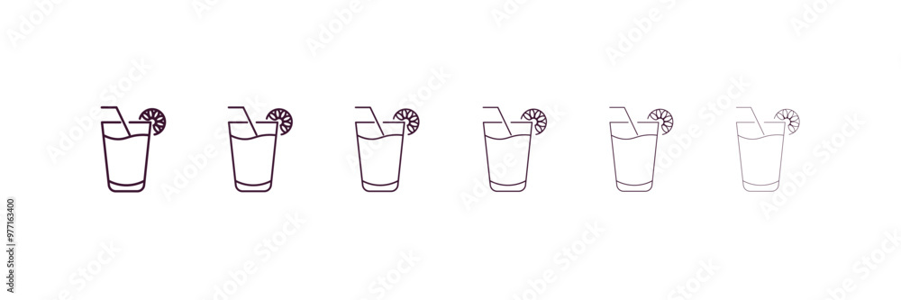 drink with straw outline icon. Linear vector from cinema concept. 6 different line style drink with straw icon included thin, light, regular, medium, bold, black drink with straw outline icon. Linear vector from cinema concept. 6 different line style drink with straw icon included thin, light, regular, medium, bold, black