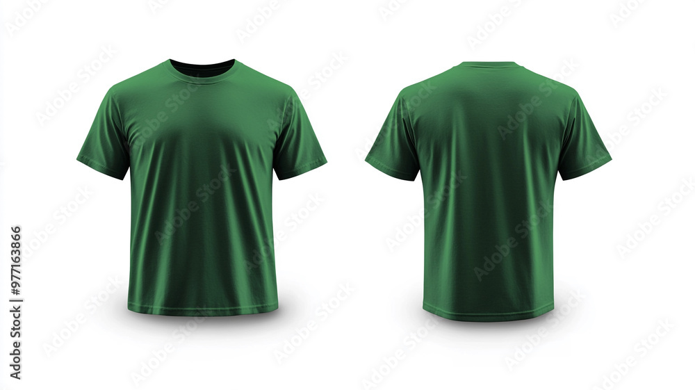green t shirt front and back view isolated on white background green t shirt front and back view isolated on white background