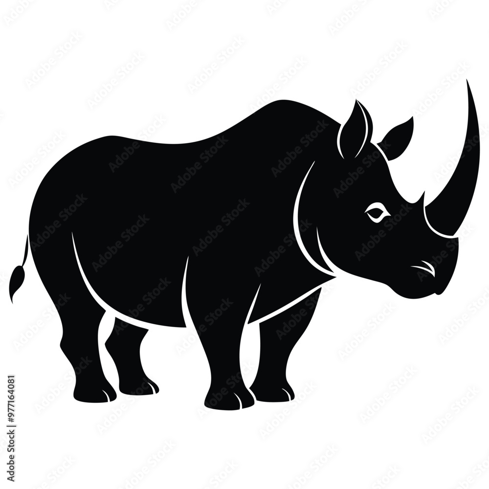 Fototapeta premium Rhinoceros animal silhouette vector isolated on a white background