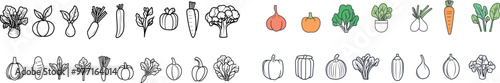 The second part of this vegetable thin line icon set is composed of 2 different symbols in transparent backgrounds, with editable modern strokes. photo