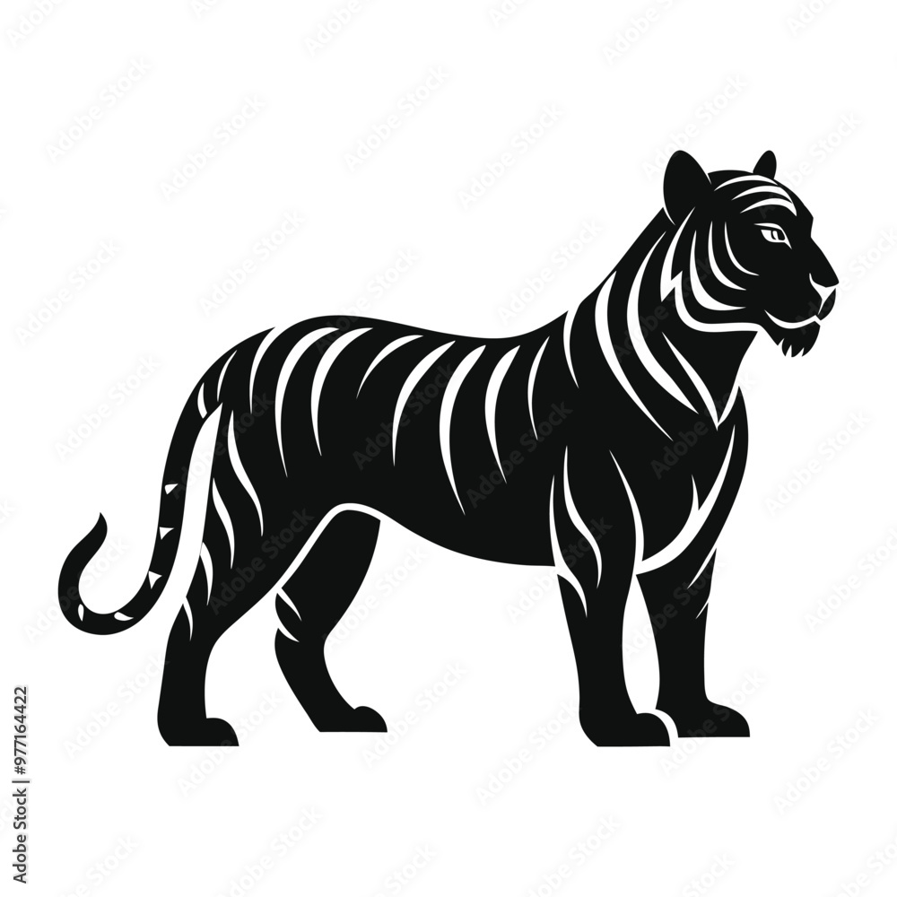 Obraz premium Tiger animal silhouette vector isolated on a white background