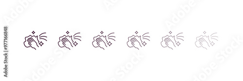 wiping outline icon. Linear vector from cleaning concept. 6 different line style wiping icon included thin, light, regular, medium, bold, black