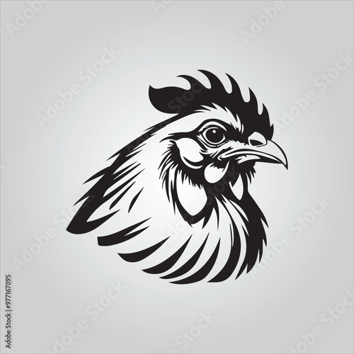 Black chicken icon on white