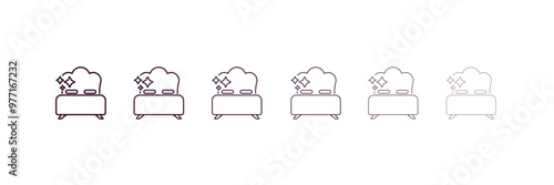 clean room outline icon. Linear vector from cleaning concept. 6 different line style clean room icon included thin, light, regular, medium, bold, black