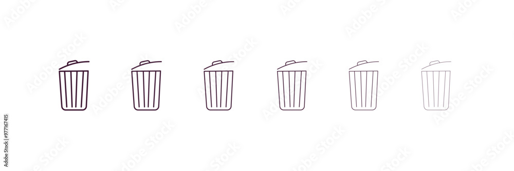bin outline icon. Linear vector from cleaning concept. 6 different line style bin icon included thin, light, regular, medium, bold, black bin outline icon. Linear vector from cleaning concept. 6 different line style bin icon included thin, light, regular, medium, bold, black