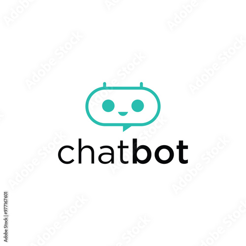 Smile chat bot logo icon vector