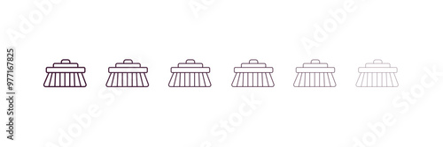 scrub brush outline icon. Linear vector from cleaning concept. 6 different line style scrub brush icon included thin, light, regular, medium, bold, black