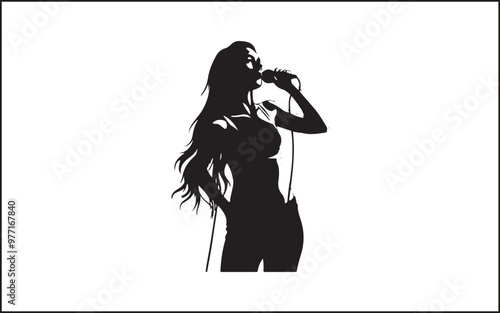 A set of high quality silhouette pop singer, country music, rock star and hiphop rapper artist vocal