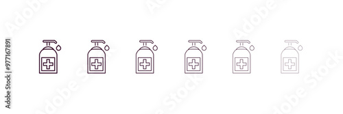sanitize outline icon. Linear vector from cleaning concept. 6 different line style sanitize icon included thin, light, regular, medium, bold, black