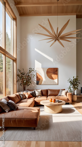 Modern Scandinavian Living Room with Fall-Inspired Decor and Earthy Tones