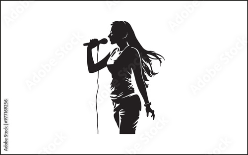 A set of high quality silhouette pop singer, country music, rock star and hiphop rapper artist vocal
