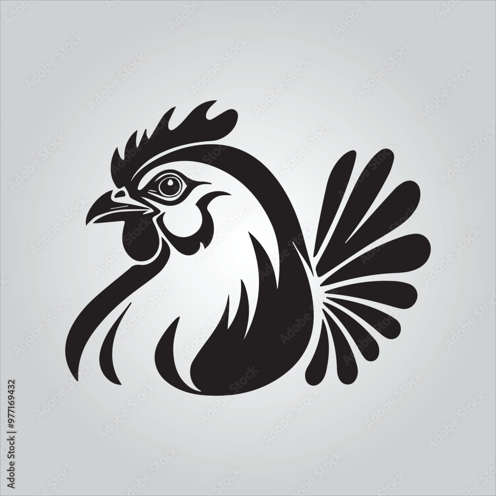 Fototapeta premium Black chicken icon on white