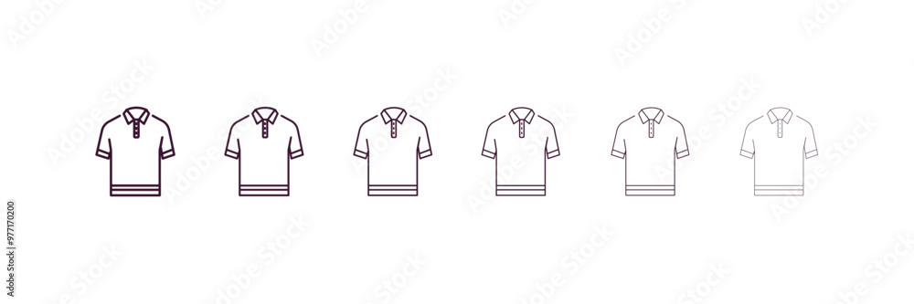cotton polo shirt outline icon. Linear vector from clothes concept. 6 different line style cotton polo shirt icon included thin, light, regular, medium, bold, black cotton polo shirt outline icon. Linear vector from clothes concept. 6 different line style cotton polo shirt icon included thin, light, regular, medium, bold, black